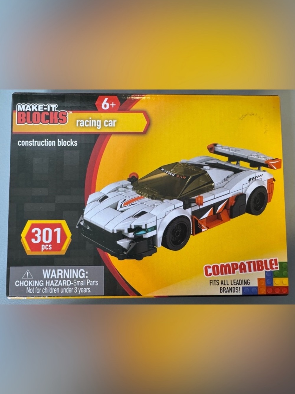 Racing Car Building Set — White & Orange